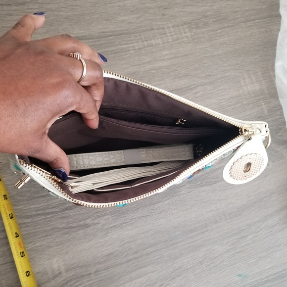 Colorful Jewel Studded Oversized Multi Funtional Clutch -White - Picture 16 of 16